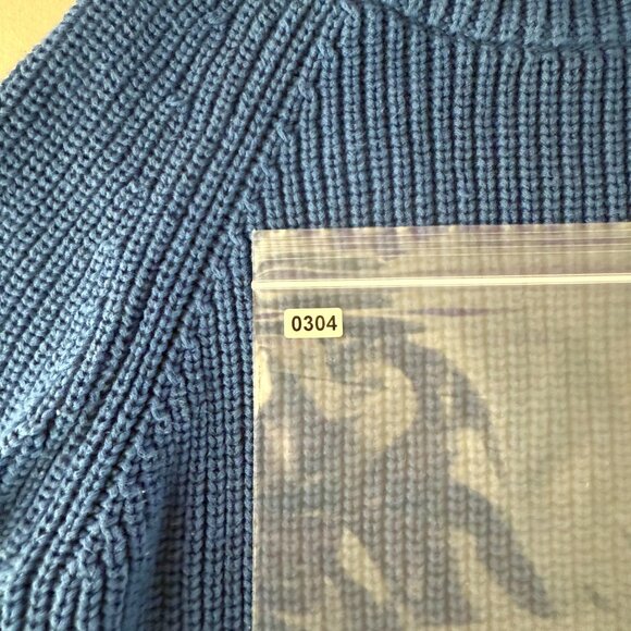 Quince Royal Blue Ribbed Tight Knit Raglan Sleeve Pullover Cotton Sweater Size M - Picture 8 of 8